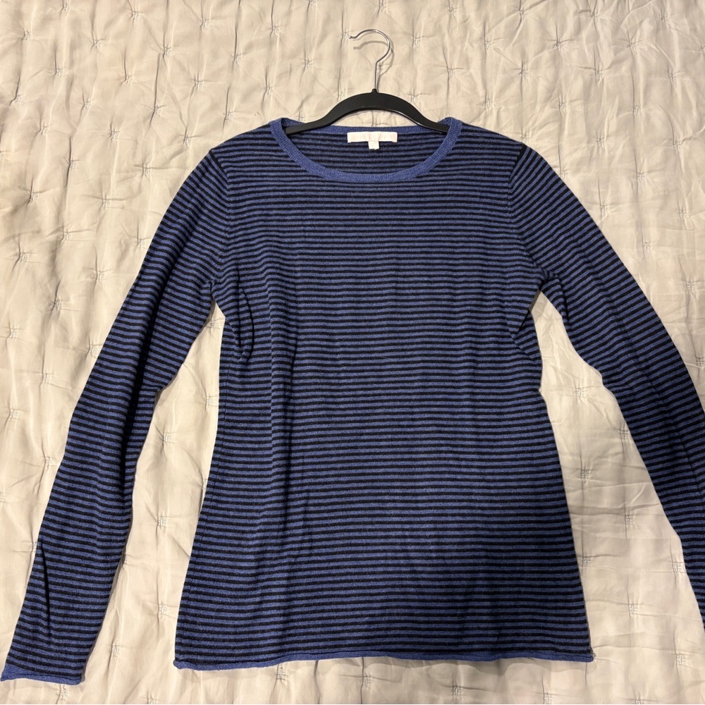 Navy Striped Women's Crew Neck Sweater